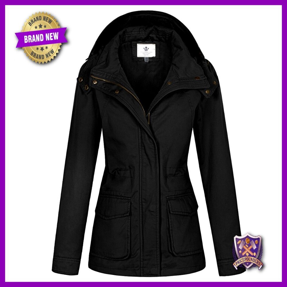 Lightweight Cotton Anorak Jacket Military Style Hooded Casual Utility Coat